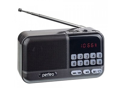 Портативная акустика Perfeo радиоприемник Aspen 3Вт/FM/AUX/USB/MicroSD серый (PF_B4060) серый
