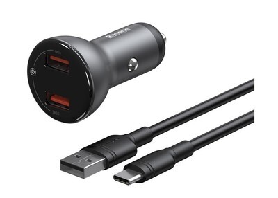 Зарядные устройства Baseus Автомобильное з/у USB+USB 45W (с проводом Type-C) (TZCCBX-BOG) Black